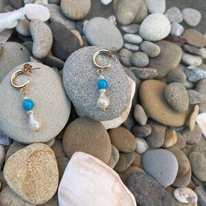Natural Pearls with Natural Peruvian Blue Turquoise Beads